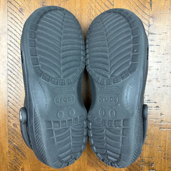 CROCS Black Clogs with Disney Pixar Marvel Batman Jibblets - Size M 6 / W 8 - Picture 11 of 12